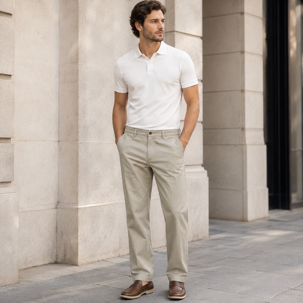 Orvis Men’s 32 Khaki Cotton Chino Pants Straight Leg Classic Fit